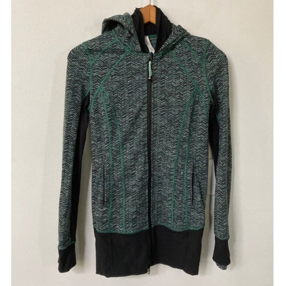 Lululemon Daily Practice Jacket Irregular Spacebone Sea Mist Deep Green / Black - Picture 7 of 13